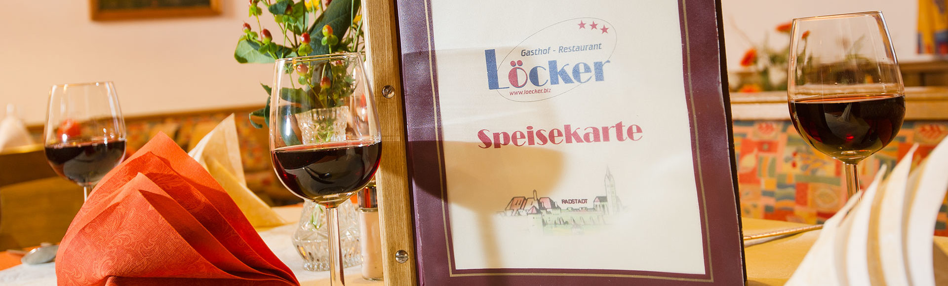 Speisekarte, Gasthof Löcker, Restaurant in Radstadt